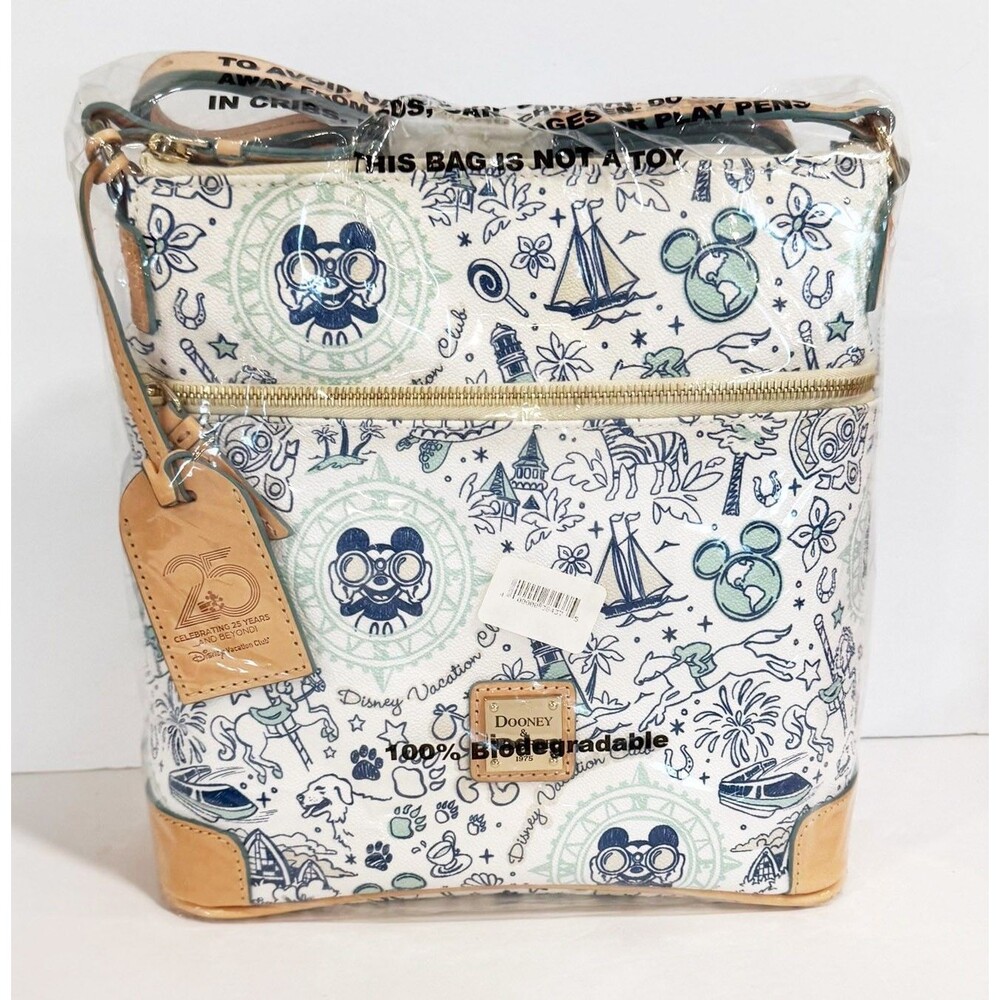 Disney Dooney & Bourke DVC 25th Vacation Club Letter Carrier Crossbody Bag NEW